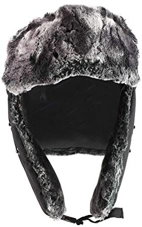 Trendy Apparel Shop Men's Faux Fur Lined Nylon Removable Mouth Guard Trapper Hat