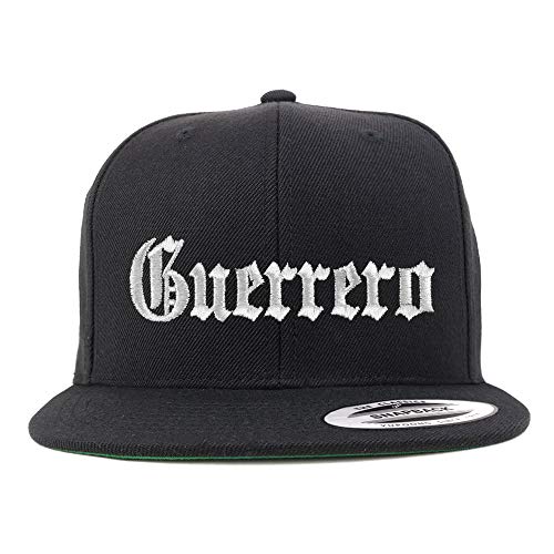 Trendy Apparel Shop Old English Guerrero White Embroidered Flatbill Snapback Baseball Cap