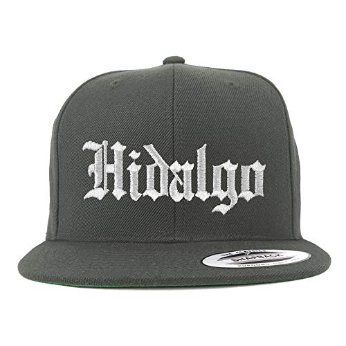 Trendy Apparel Shop Old English Hidalgo White Embroidered Flatbill Snapback Baseball Cap