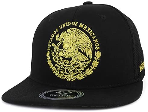 Trendy Apparel Shop Estados Unidos Mexicanos Embroidered Mesh Snapback Cap - Black Black