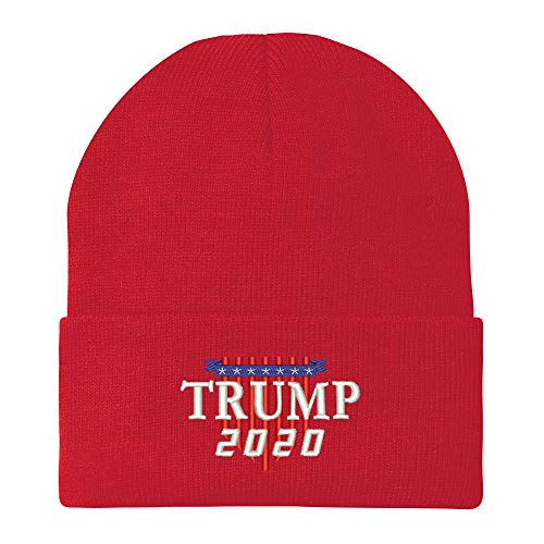 Trendy Apparel Shop Trump 2020 Shield Embroidered Winter Knitted Long Beanie