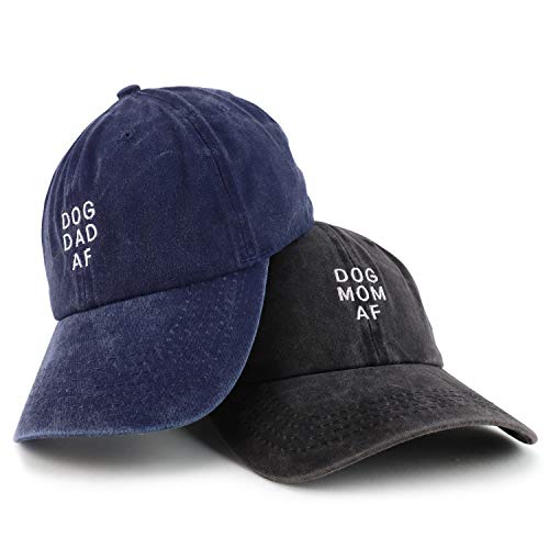 Trendy Apparel Shop Dog Mom and Dad AF Pigment Dyed Couple 2 Pc Cap Set