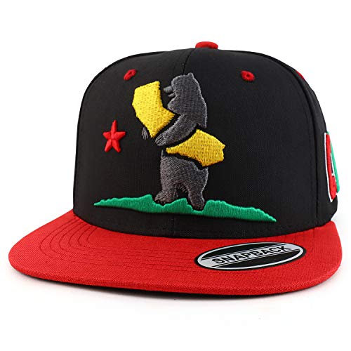 Trendy Apparel Shop California Stand Bear 3D Embroidered Two-Tone Snapback Cap