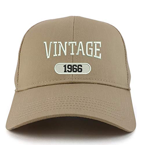 Trendy Apparel Shop Vintage 1966 Embroidered 55th Birthday High Profile High Profile Trucker Mesh Cap