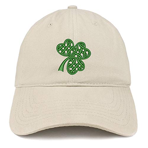 Trendy Apparel Shop Celtic Clover Embroidered 100% Cotton Adjustable Cap Dad Hat