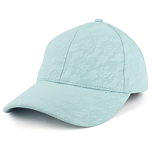 Trendy Apparel Shop Lace Pattern Printed PU Leather Structured Adjustable Baseball Cap
