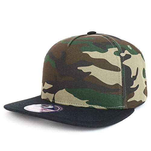 Trendy Apparel Shop Camo Patterned 5 Panel Structured Flatbill Snapback Cap
