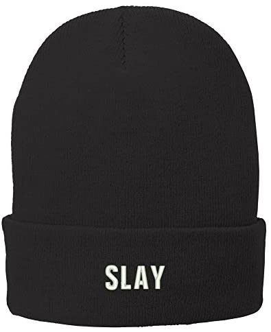 Trendy Apparel Shop Slay Embroidered Winter Knitted Long Beanie