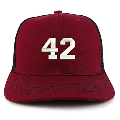 Trendy Apparel Shop Number 42 Collegiate Varsity Two Tone Trucker Baseball Cap