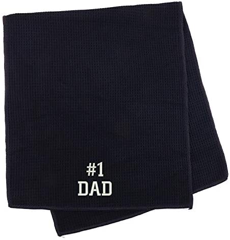 Trendy Apparel Shop Number #1 Dad Embroidered Microfiber Waffle Textured Fitness Towel