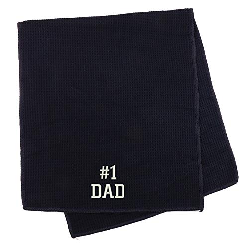 Trendy Apparel Shop Number #1 Dad Embroidered Microfiber Waffle Textured Fitness Towel