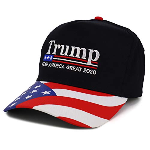 Trendy Apparel Shop Trump Embroidered 5 Panel USA Flag Printed Bill Structured Baseball Cap