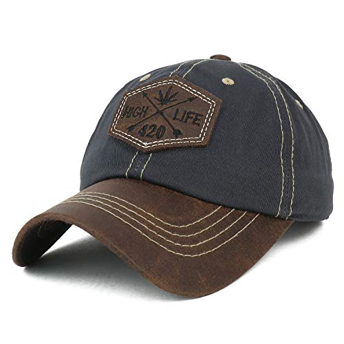 Trendy Apparel Shop High Life Marijuana 420 Faux Leather Patch Cotton Cap