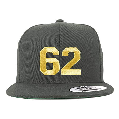 Trendy Apparel Shop Number 62 Gold Thread Flat Bill Snapback Baseball Cap