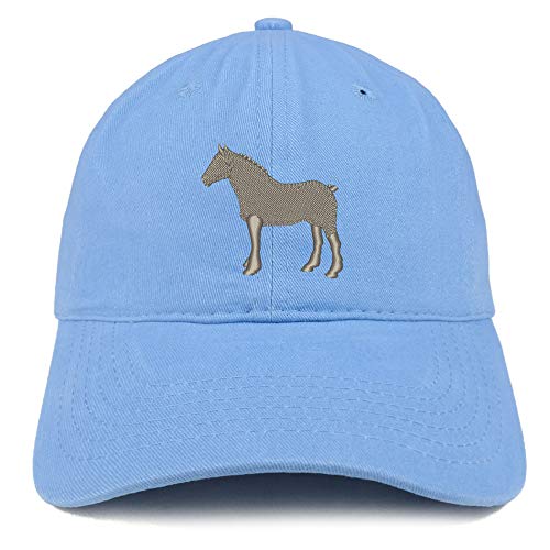 Trendy Apparel Shop Small Draft Horse Embroidered Soft Crown 100% Brushed Cotton Cap