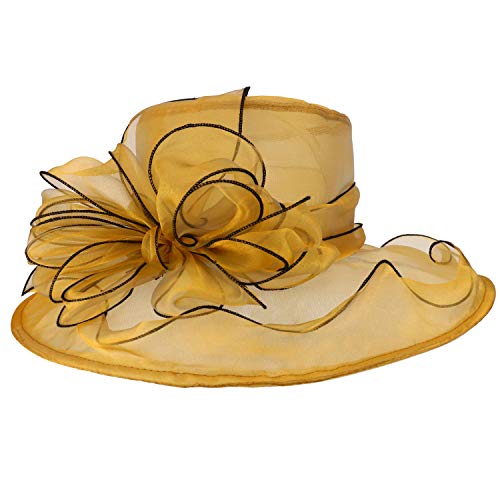Trendy Apparel Shop Flower Decorated Mesh Ruffled Wide Brim Fashion Organza Hat