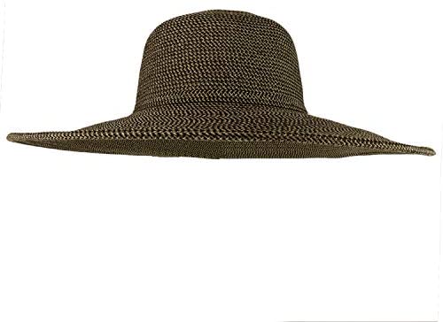 Trendy Apparel Shop UPF 50+ Paper Braid Tweed 5" Flat Brim Sun Shade Hat