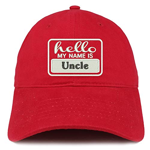 Trendy Apparel Shop Hello My Name is Uncle Soft Crown 100% Brushed Cotton Cap