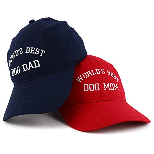 Trendy Apparel Shop World's Best Dog Mom and Dad Ever Soft Cotton 2 Pc Cap Set