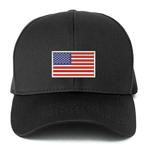 Trendy Apparel Shop XXL USA White Flag Embroidered Structured Trucker Mesh Cap