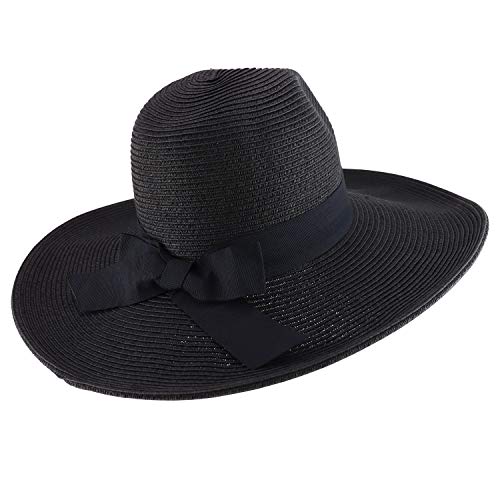 Trendy Apparel Shop Women's Fedora Crown Ribbon Band Wide Brim Sun Hat