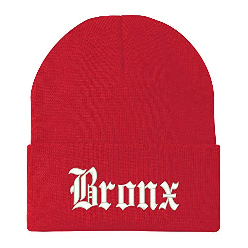 Trendy Apparel Shop Old English Font Bronx City Embroidered Winter Long Cuff Beanie
