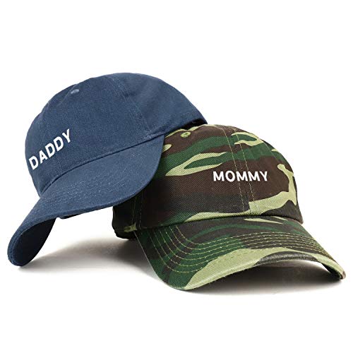 Trendy Apparel Shop Mommy and Daddy Soft Cotton Couple 2 Pc Cap Set