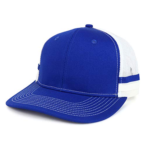 Trendy Apparel Shop Two Striped Flatbill Snapback Trucker Mesh Cap