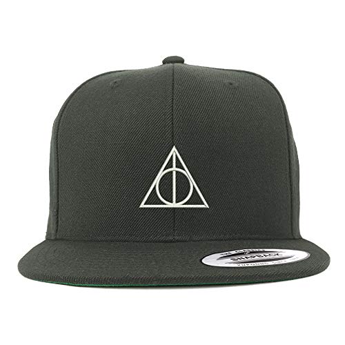 Trendy Apparel Shop Flexfit XXL Deathly Hallows Magic Logo Embroidered Structured Flatbill Snapback Cap