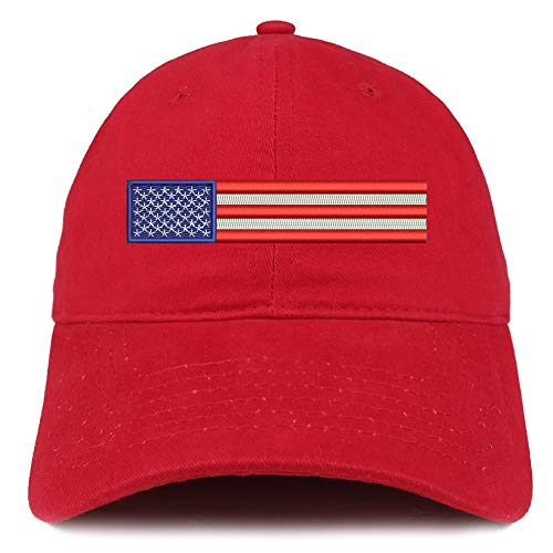 Trendy Apparel Shop USA Flag Embroidered Soft Crown 100% Brushed Cotton Cap