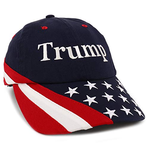 Trendy Apparel Shop Trump Embroidered USA Flag and Stars Bill Unstructured Baseball Cap