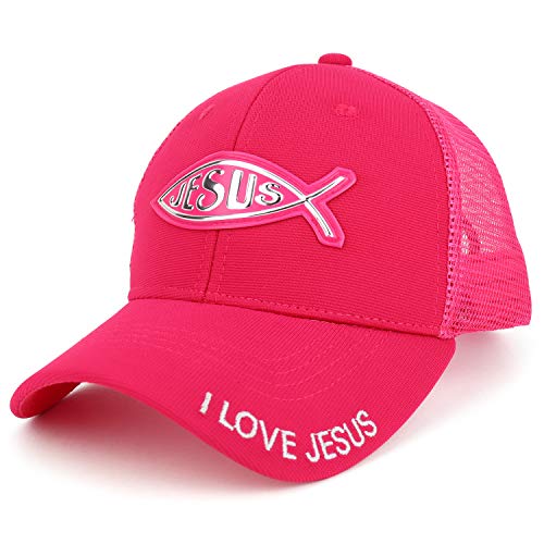 Trendy Apparel Shop High Frequency Christian Jesus Fish Structured Meshback Cap