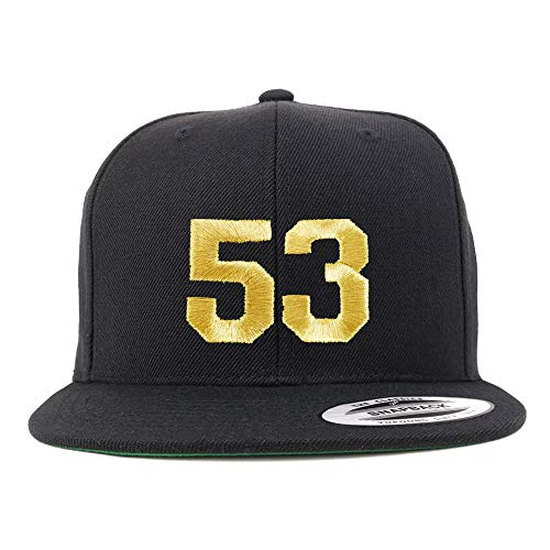 Trendy Apparel Shop Number 53 Gold Thread Flat Bill Snapback Baseball Cap