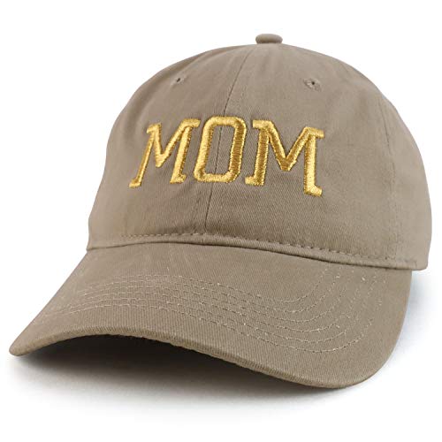 Trendy Apparel Shop MOM Capital Gold Thread Embroidered Soft Crown 100% Brushed Cotton Cap