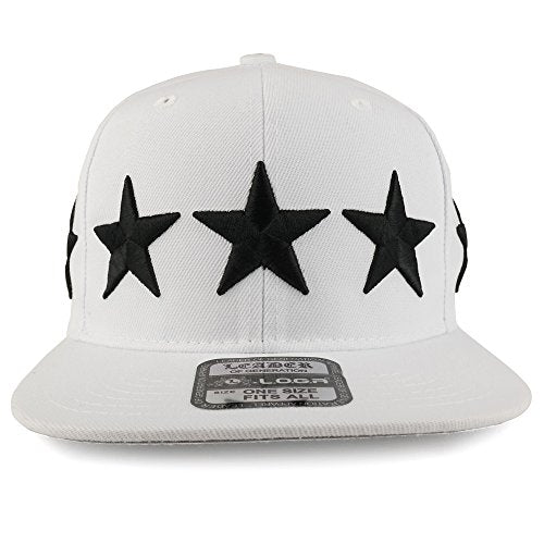 Trendy Apparel Shop 3D Stars Embroidered Structured High Profile Flatbill Snapback Cap