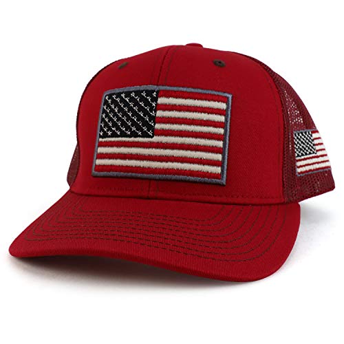 Trendy Apparel Shop 3D USA Flag Embroidered Structured Snapback Mesh Back Cap