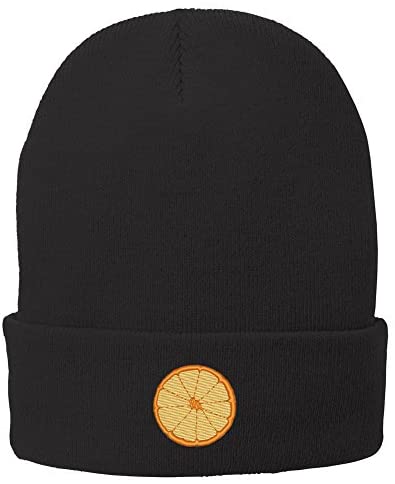 Trendy Apparel Shop Orange Embroidered Winter Knitted Long Beanie