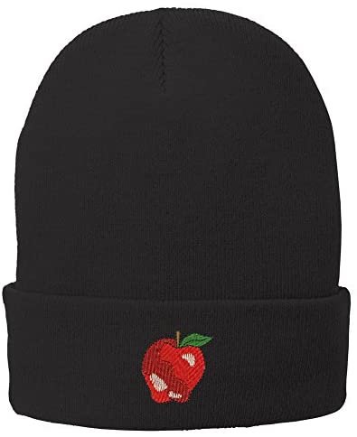 Trendy Apparel Shop Apple Embroidered Winter Knitted Long Beanie