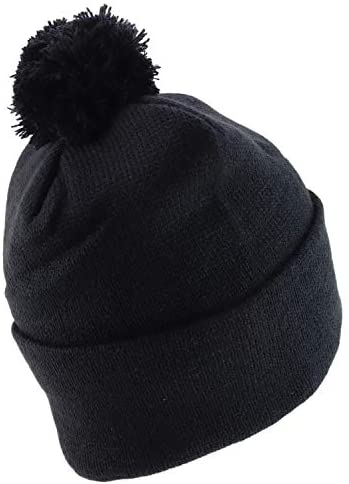 Trendy Apparel Shop Solid Color Knit Pom Pom Cuff Long Beanie Hat