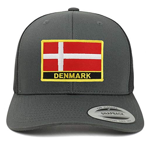 Trendy Apparel Shop Flexfit XXL Denmark Flag Retro Trucker Mesh Cap