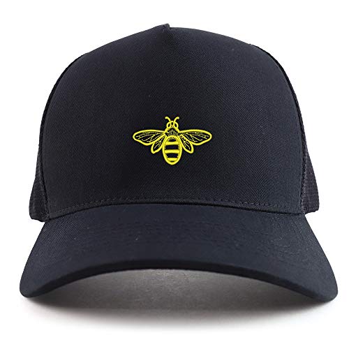 Trendy Apparel Shop Bee Embroidered Oversized 5 Panel XXL Trucker Mesh Cap