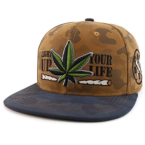 Trendy Apparel Shop Light Up Your Life Marijuana Weed Leaf Flatbill Snapback Cap