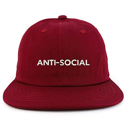 Trendy Apparel Shop Anti Social Embroidered Low Profile Cotton Snapback Cap