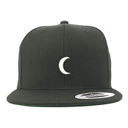 Trendy Apparel Shop Flexfit XXL Crescent Moon Embroidered Structured Flatbill Snapback Cap