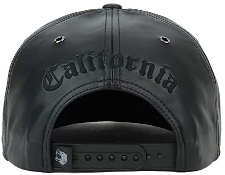 Trendy Apparel Shop Hollywood 3D Embroidered PU Leather Flatbill Snapback Cap - Black