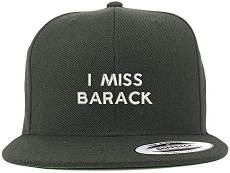 Trendy Apparel Shop Flexfit XXL I Miss Barack Embroidered Structured Flatbill Snapback Cap
