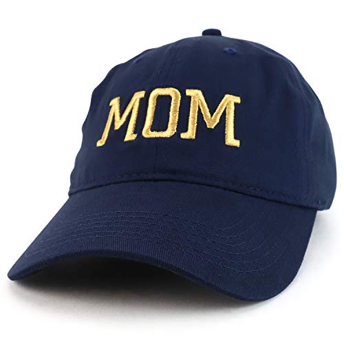 Trendy Apparel Shop MOM Capital Gold Thread Embroidered Soft Crown 100% Brushed Cotton Cap