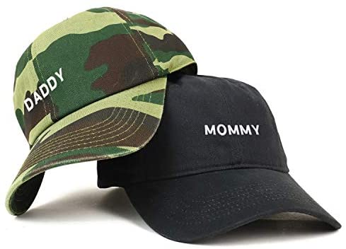 Trendy Apparel Shop Mommy and Daddy Soft Cotton Couple 2 Pc Cap Set