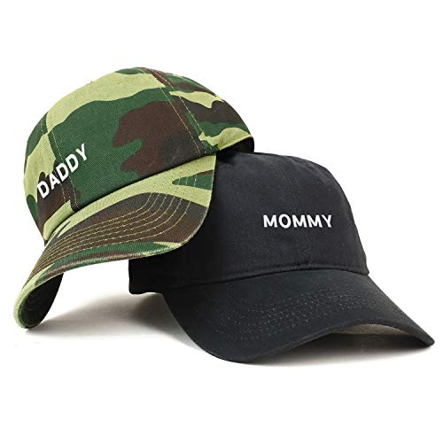 Trendy Apparel Shop Mommy and Daddy Soft Cotton Couple 2 Pc Cap Set