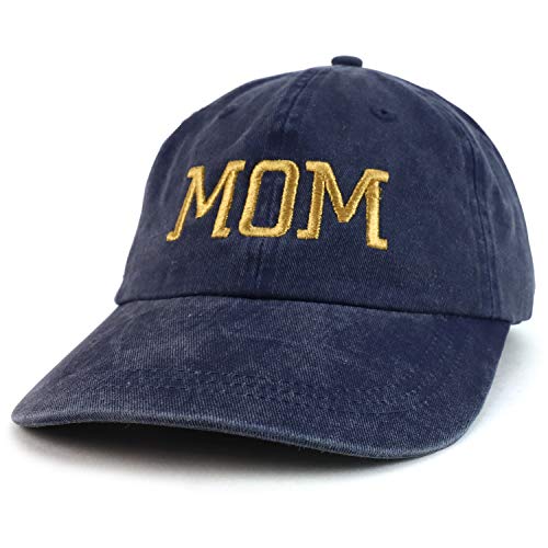 Trendy Apparel Shop Mom Capital Gold Thread Pigment Dyed Low Profile Cotton Cap